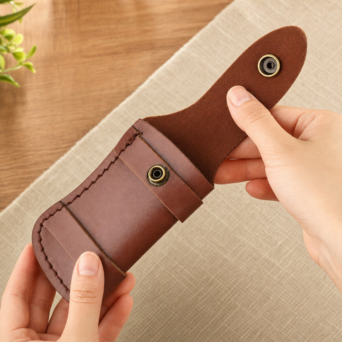 Hand Made Carved Cow Leather Sheath For Folding Knife Cover Pouch Belt Clip US