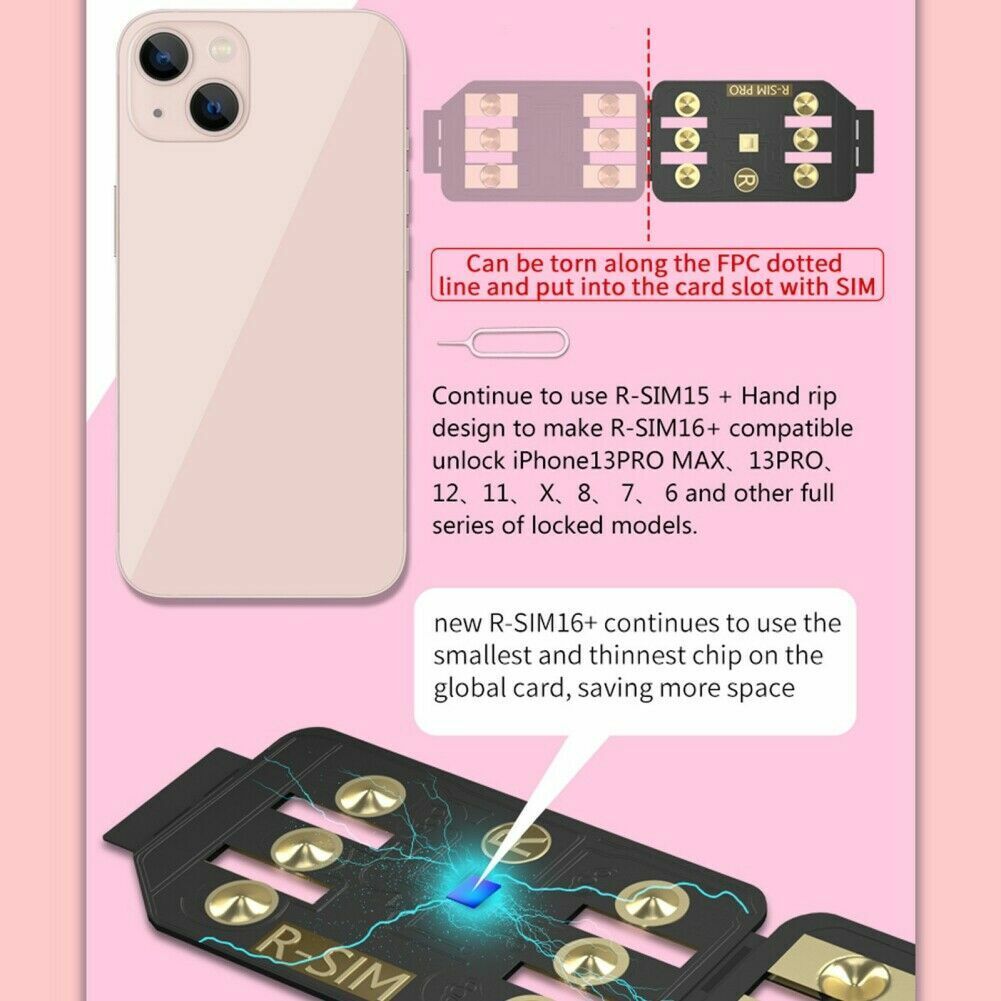 2021 R-SIM16+ Nano Unlock RSIM Card For iPhone 13 12 11 Pro Max XR X 8 7 iOS15