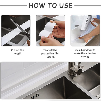 10.5FT PVC Self Adhesive Caulk Sealing Strip Tape For Kitchen Wall Sink Toilet
