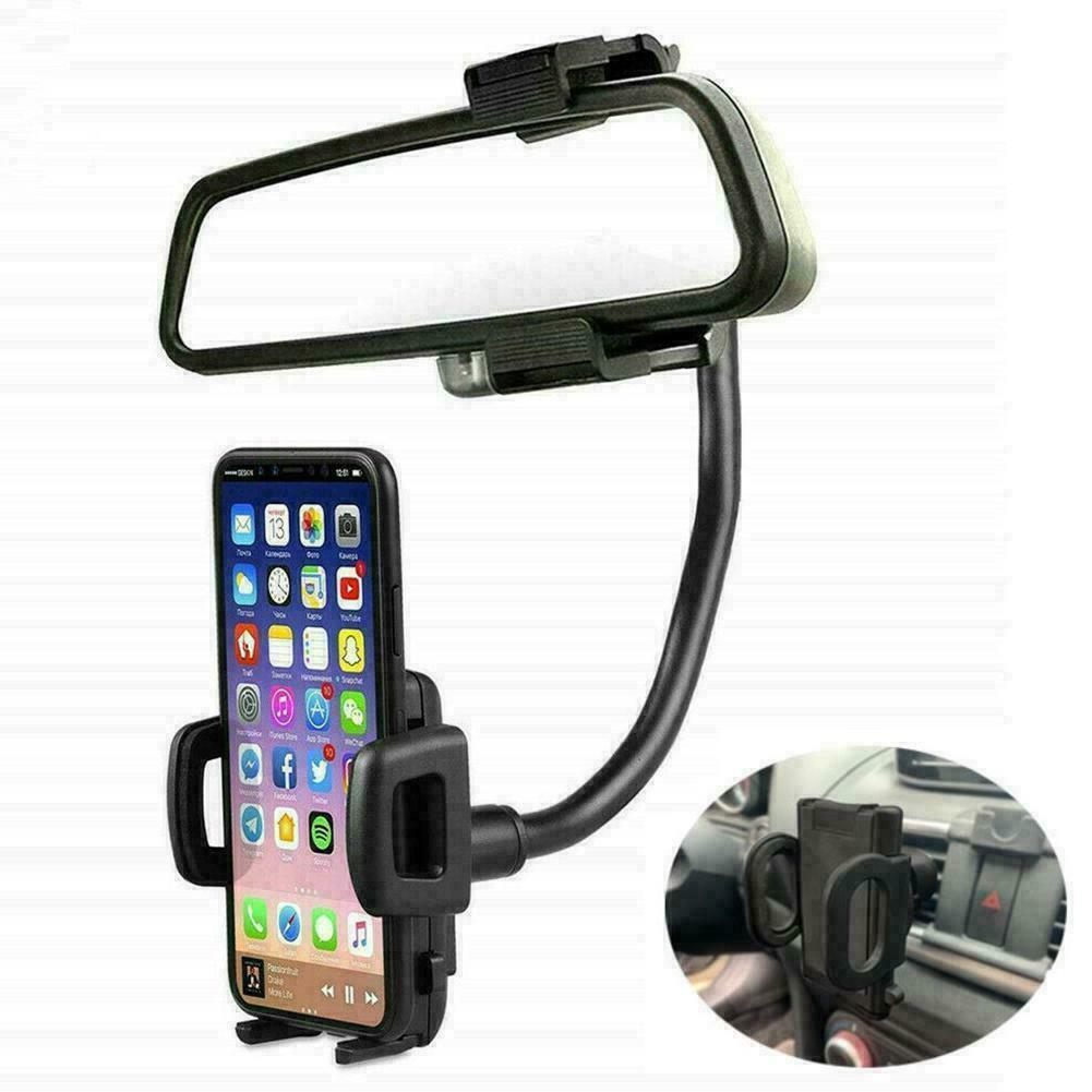 Universal 360° Car Rearview Mirror Mount Stand Holder Cradle For Cell Phone GPS