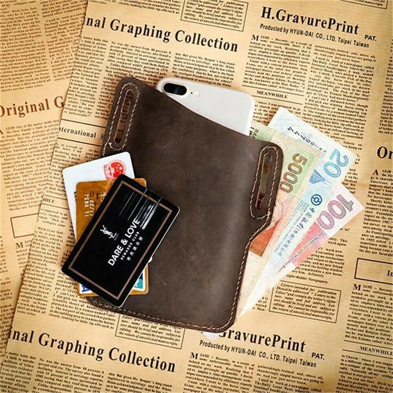 Men Cell Phone Belt Pack Bag Loop Waist Holster Pouch Case​ Leather Wallet Cover