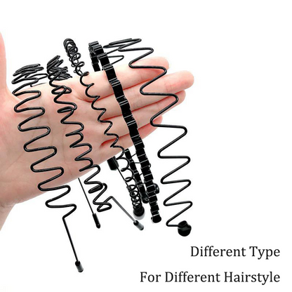 6Pcs Metal Hair Headband Wave Style Hoop Band Comb Sports Hairband Men Women US