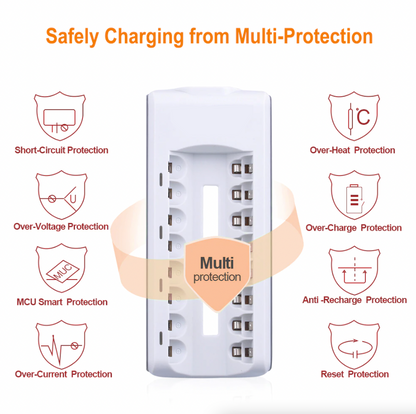 8 Slot Battery Charger For Ni-MH Ni-CD AA AAA Rechargeable Batteries Fast Charge