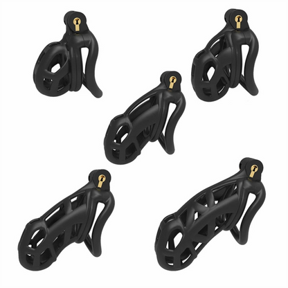 Male Chastity Cage Lock Device Kit W/ 4 Rings Virginity Device 5 Sizes Curve US