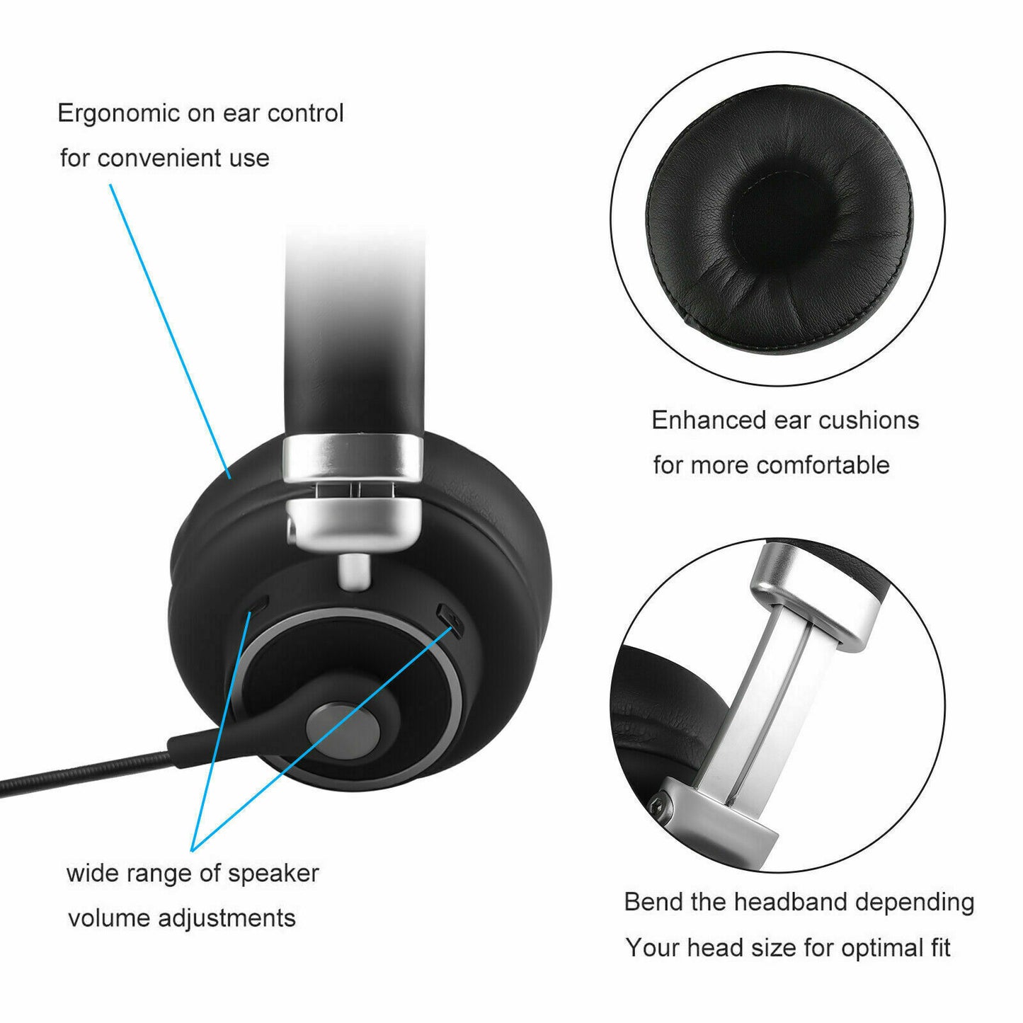 Wireless Headset Truck Driver Noise Cancelling Over-Head Bluetooth Headphones US