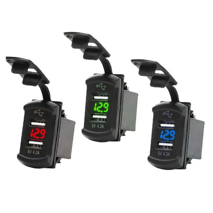 12V Dual USB Charger Socket LED Voltage Voltmeter Rocker Switch Panel Car Boat 