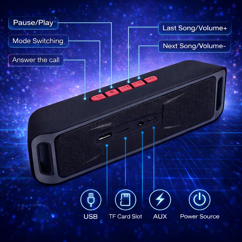 Bluetooth Speaker Wireless Waterproof Outdoor Stereo Bass USB/TF/FM Radio LOUD