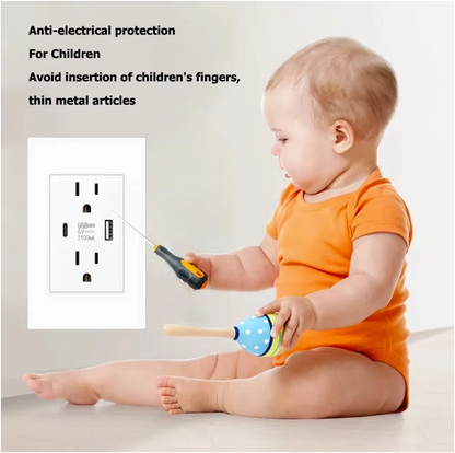 Dual USB Wall Outlet Port 15A Power Socket Charger AC Receptacle Plate Panel 110