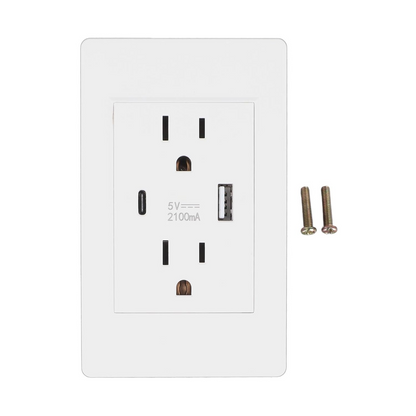 Dual USB Wall Outlet Port 15A Power Socket Charger AC Receptacle Plate Panel 110