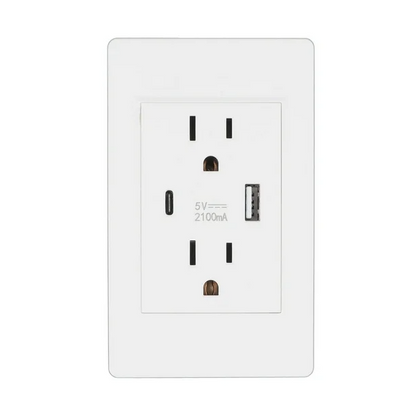 Dual USB Wall Outlet Port 15A Power Socket Charger AC Receptacle Plate Panel 110