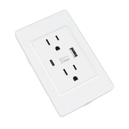 Dual USB Wall Outlet Port 15A Power Socket Charger AC Receptacle Plate Panel 110