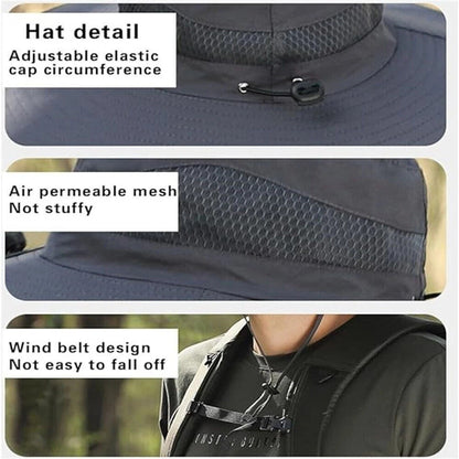 Solar & USB Powered Fan Outdoor Fishing Hat Sunscreen Sun Hat With Dual Fan New