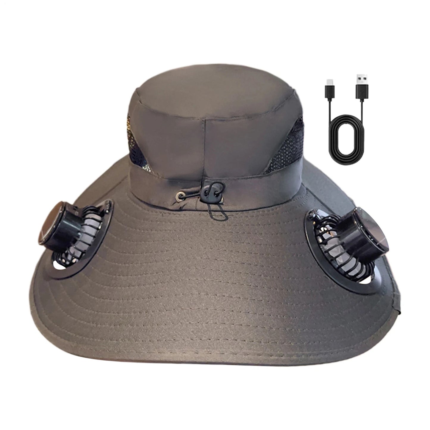 Solar & USB Powered Fan Outdoor Fishing Hat Sunscreen Sun Hat With Dual Fan New