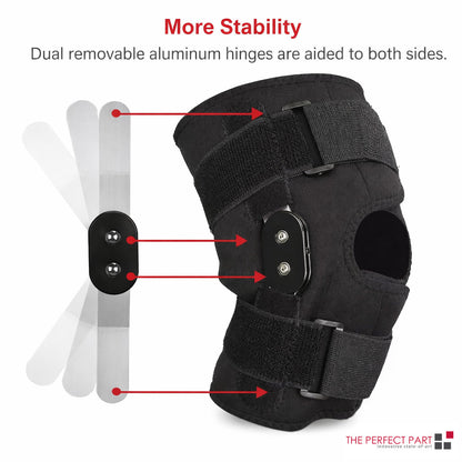 Knee Brace Compression Sleeve Hinged Joint Support Open Patella Stabilizer Wrap