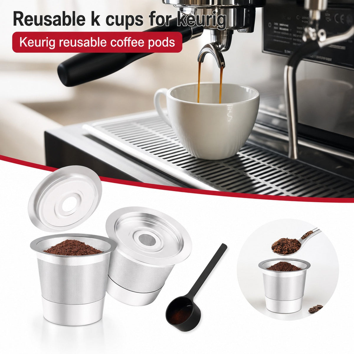 2/4 Pack K Cup Reusable Coffee Pods for Keurig: Stainless Steel Refillable K Cup