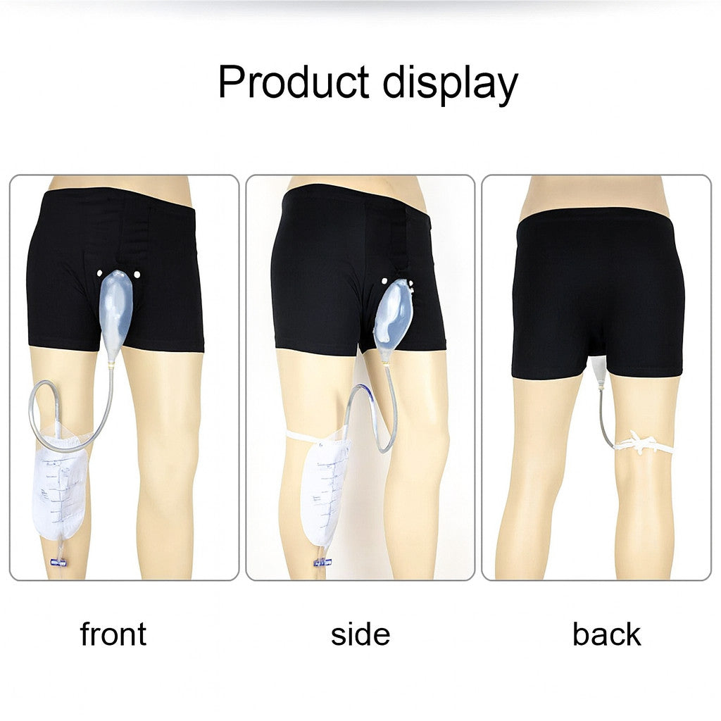 Male Wearable Incontinence Pants Urinal Leg Bag Silicone Urine Funnel Collector