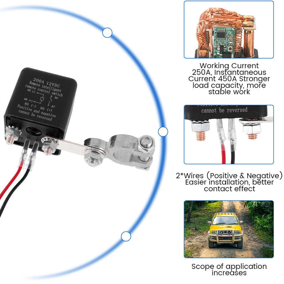 Car Battery Disconnect Switch Remote Control Power Kill Master Isolator Cut Off
