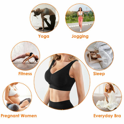 Sport Bras Seamless Wire-Free Light Support Tank Sports Yoga Sleep Bra 3 Pack US