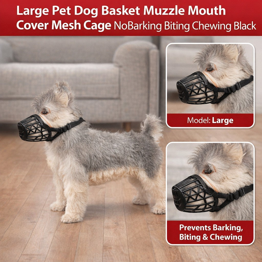 Large Pet Dog Basket Muzzle Mouth Cover Mesh Cage No Barking Biting Chewing USA