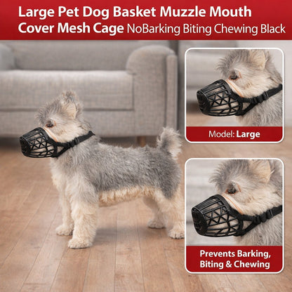 Large Pet Dog Basket Muzzle Mouth Cover Mesh Cage No Barking Biting Chewing USA