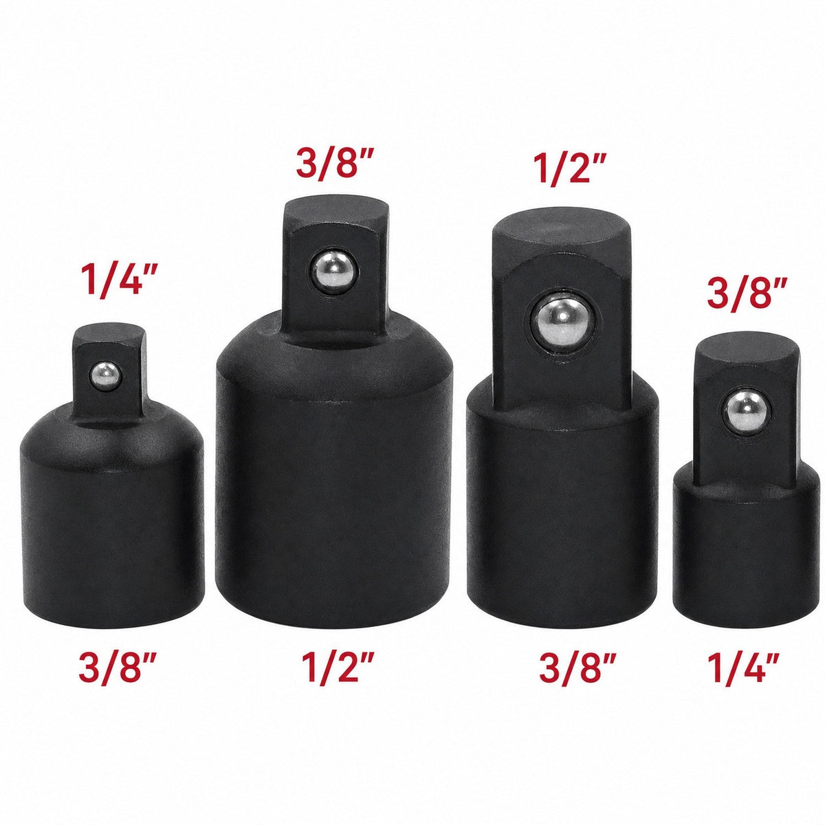 4 Pack Air Impact Socket Adapter Set 3/8" to 1/4" 1/2 inch Drive Ratchet Reducer