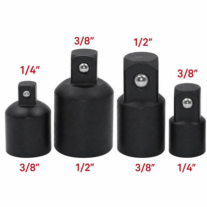 4 Pack Air Impact Socket Adapter Set 3/8" to 1/4" 1/2 inch Drive Ratchet Reducer