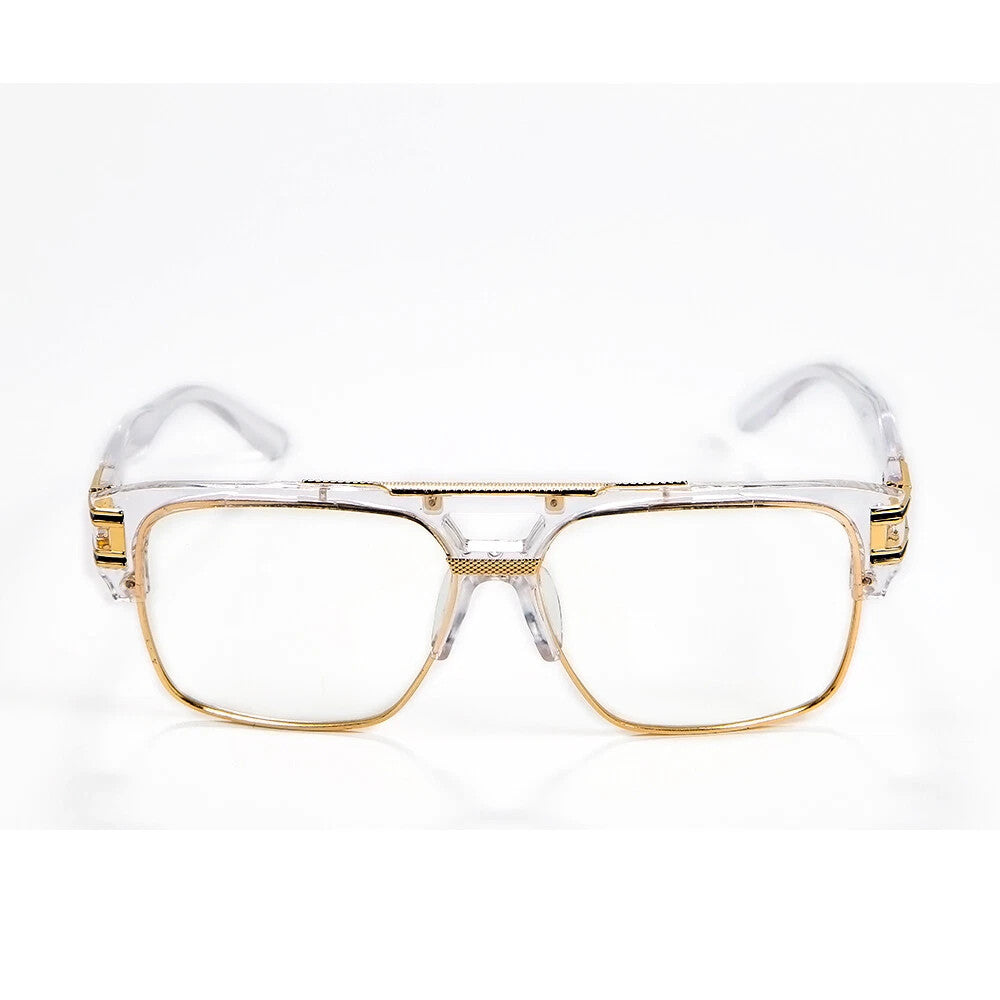 Men's Sunglasses Designer Fashion Square Clear Gold Frame Clear Lens Style W/Box
