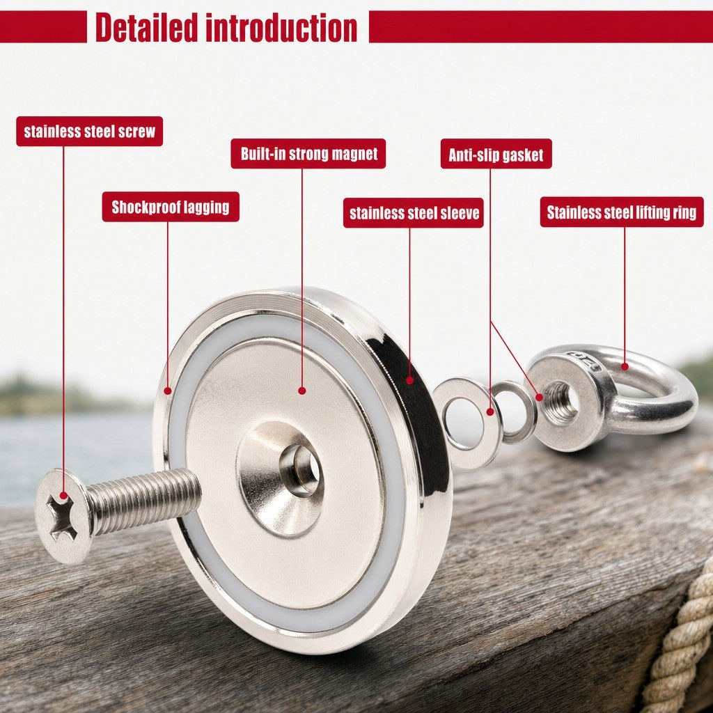 Neodymium Fishing Magnets 2 Pack, 128LBS Pulling Force Strong Round Rare Earth