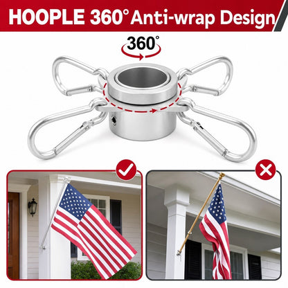 2PCS Flag Pole Ring Aluminum Alloy for 0.75-1 in  Pole 360° Rotating Tangle Free
