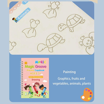 16Pcs Grooved Magic Practice Copybook Set Boys Girls Handwriting Book Practice