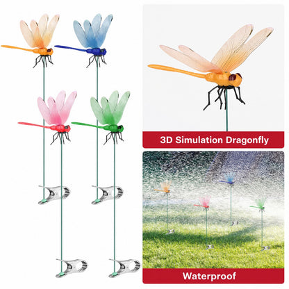 12 Fake Dragonfly Clips Clip on Dragonfly for Outdoors 3D Dragonfly Garden Decor