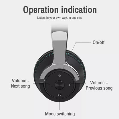 Wireless Bluetooth 5.1 Headphones Over Ear LED Headset Stereo Noise Cancelling