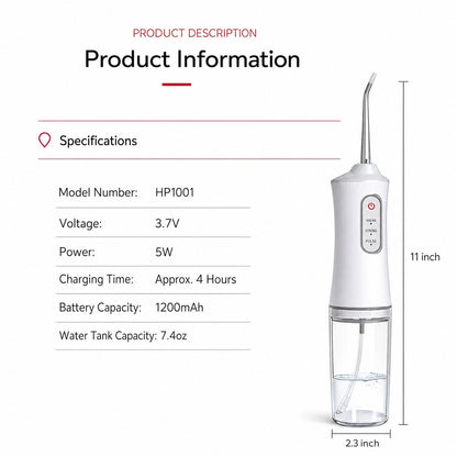 Deluxe Water Flosser Water Pick Cordless Oral Irrigator Dental Teeth Cleaner