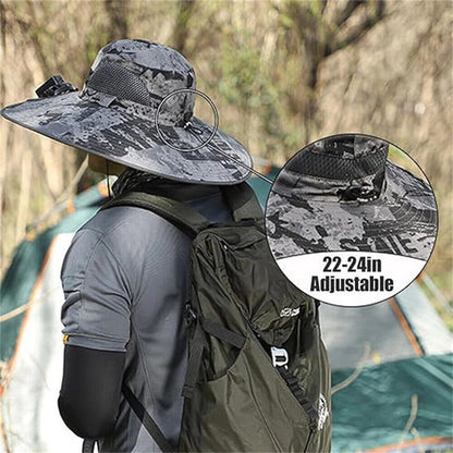 Solar & USB Powered Fan Outdoor Fishing Hat Sunscreen Sun Hat With Dual Fan New