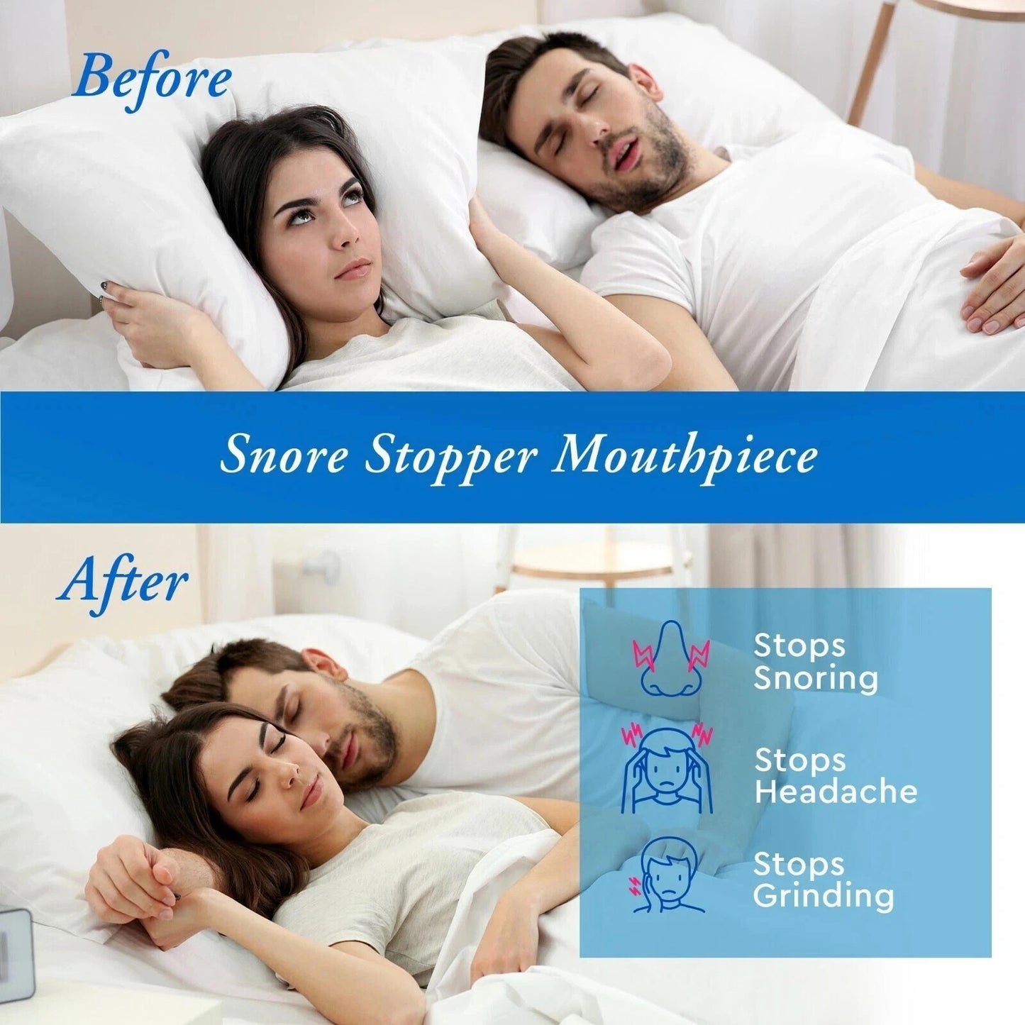 Stop Snoring Mouthpiece Sleep Apnea Guard Bruxism Anti Snore Pure Grind Aid Tray