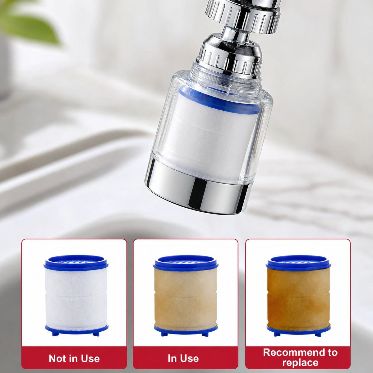 Faucet Water Filter Tap Filtration Kitchen Sink Mount Purifier System 360°Rotate