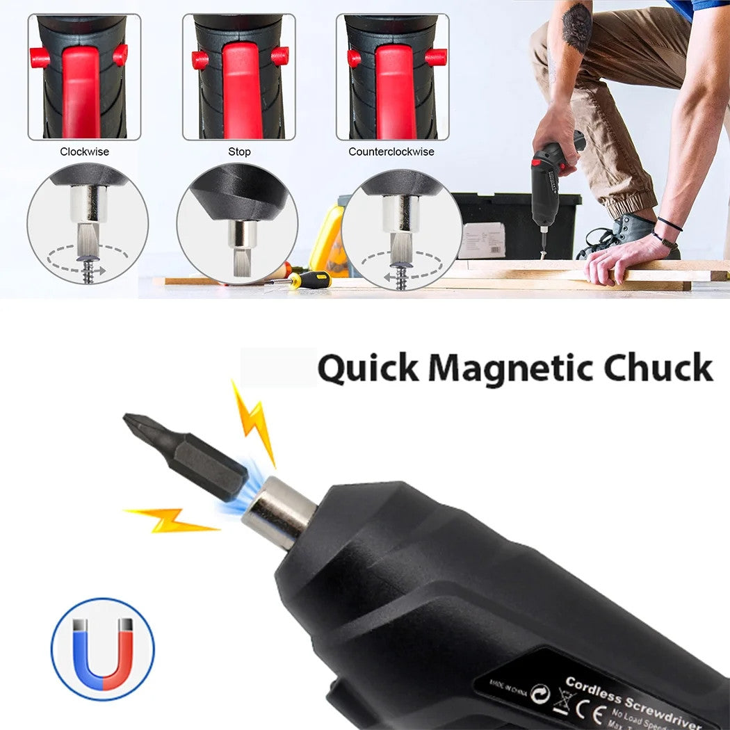 3.6V Cordless Electric Screwdriver Set USB Charging 3Nm Screw Gun With LED Light