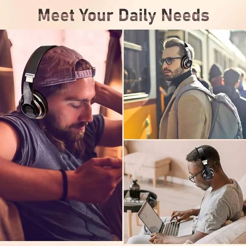 Wireless Headphones Bluetooth Noise Cancelling Stereo Earphones Over Ear Headset