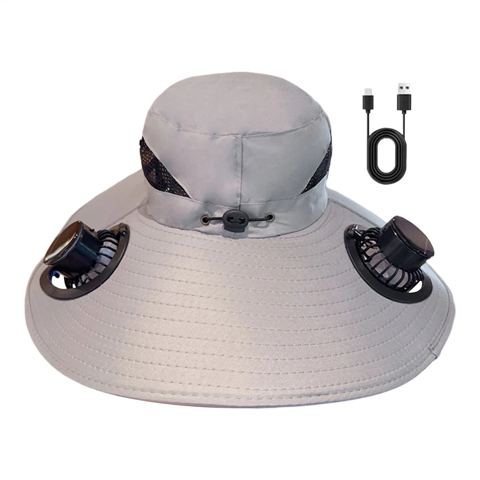 Solar & USB Powered Fan Outdoor Fishing Hat Sunscreen Sun Hat With Dual Fan New