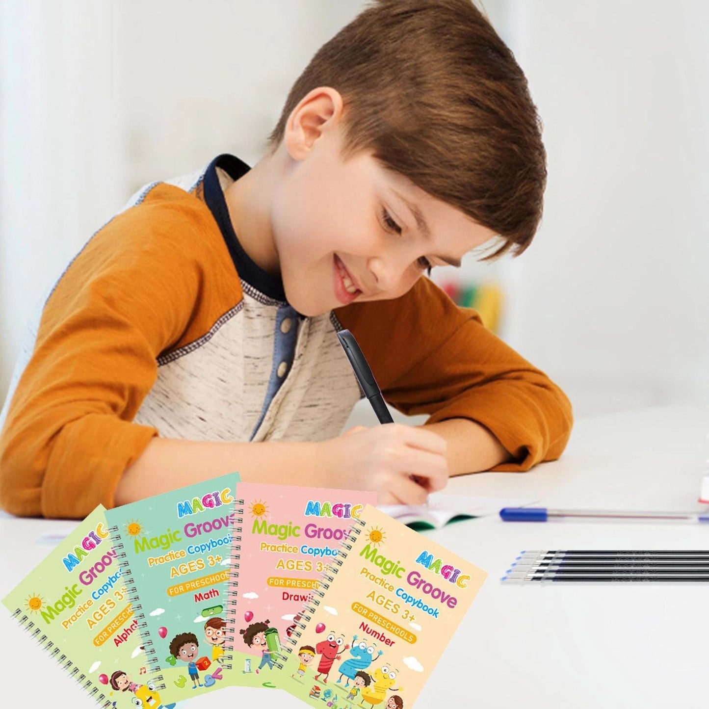 16Pcs Grooved Magic Practice Copybook Set Boys Girls Handwriting Book Practice