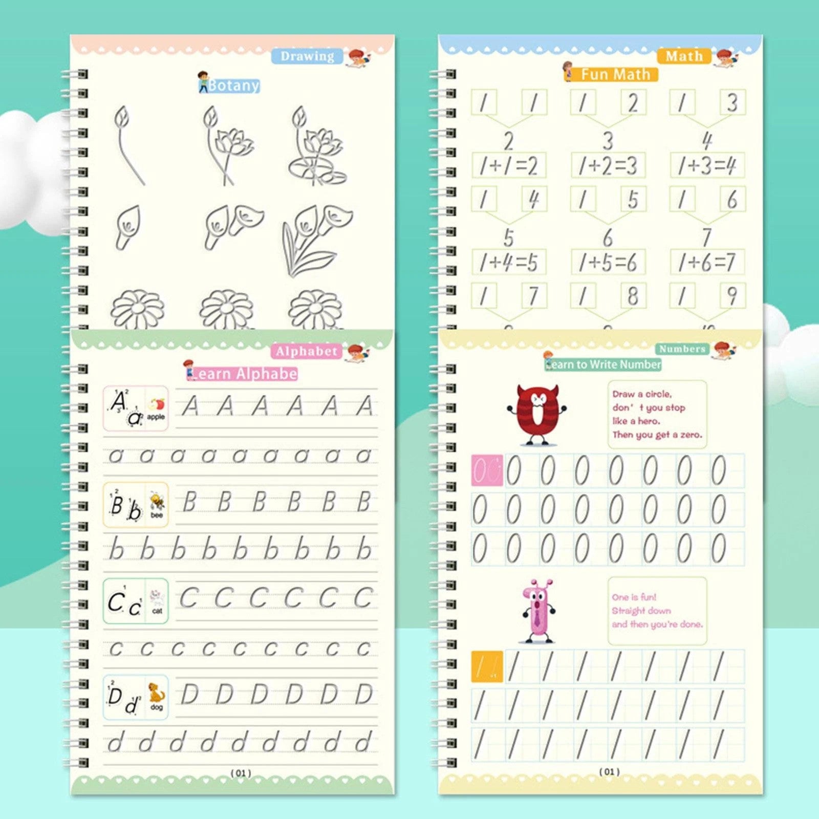 16Pcs Grooved Magic Practice Copybook Set Boys Girls Handwriting Book Practice
