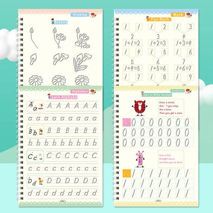 16Pcs Grooved Magic Practice Copybook Set Boys Girls Handwriting Book Practice