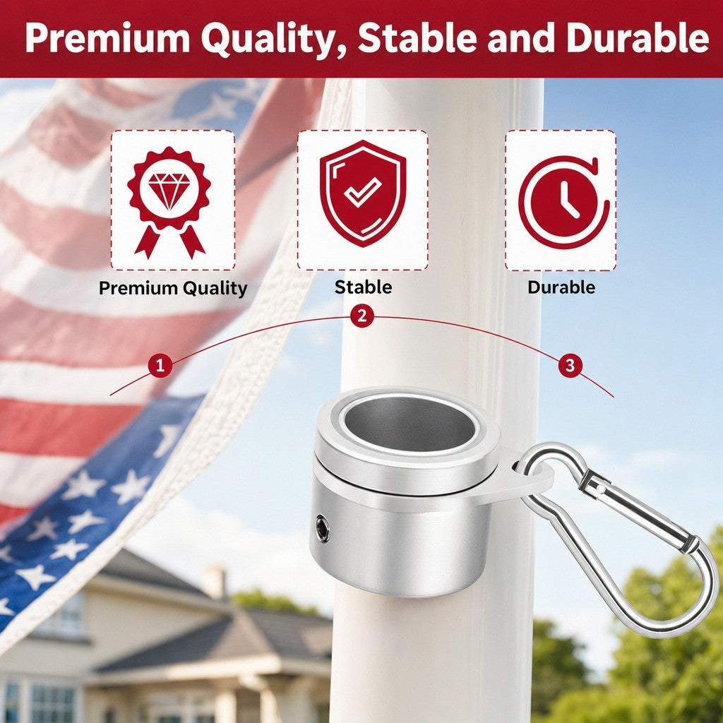2PCS Flag Pole Ring Aluminum Alloy for 0.75-1 in  Pole 360° Rotating Tangle Free