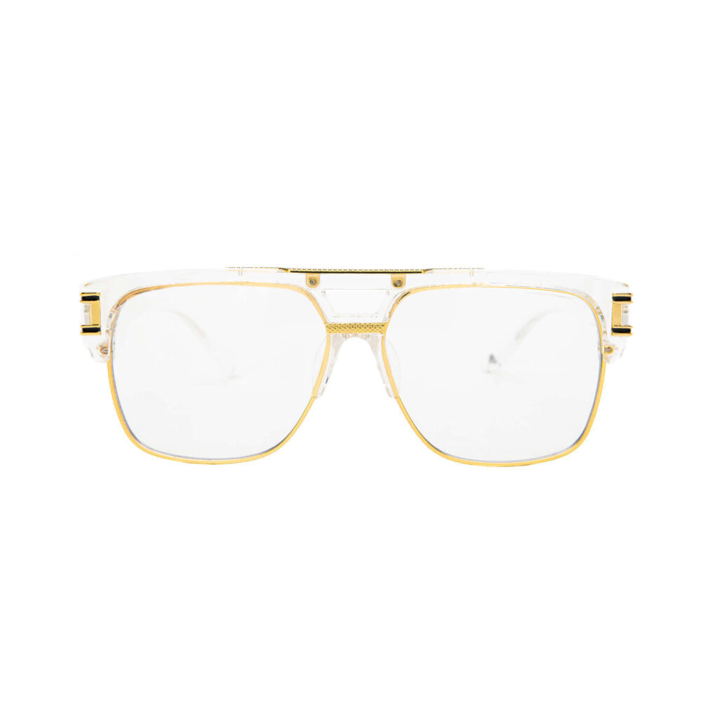 Men's Sunglasses Designer Fashion Square Clear Gold Frame Clear Lens Style W/Box