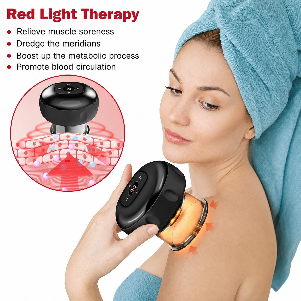 2PC Electric Heating Cupping Therapy Set Gua Sha Anti Cellulite Therapy Massager