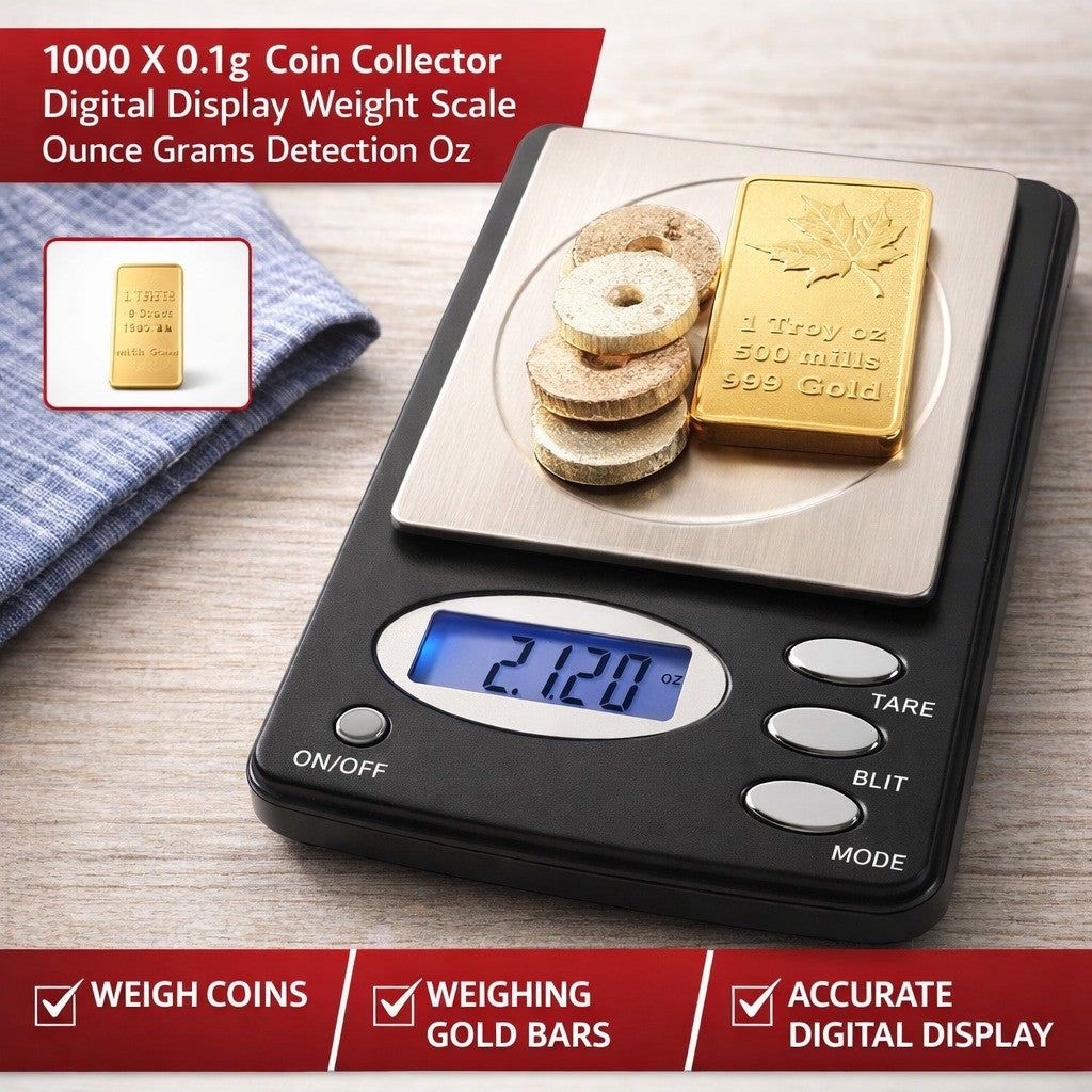 1000 X 0.1g Coin Collector Digital Display Weight Scale Ounce Grams Detection Oz
