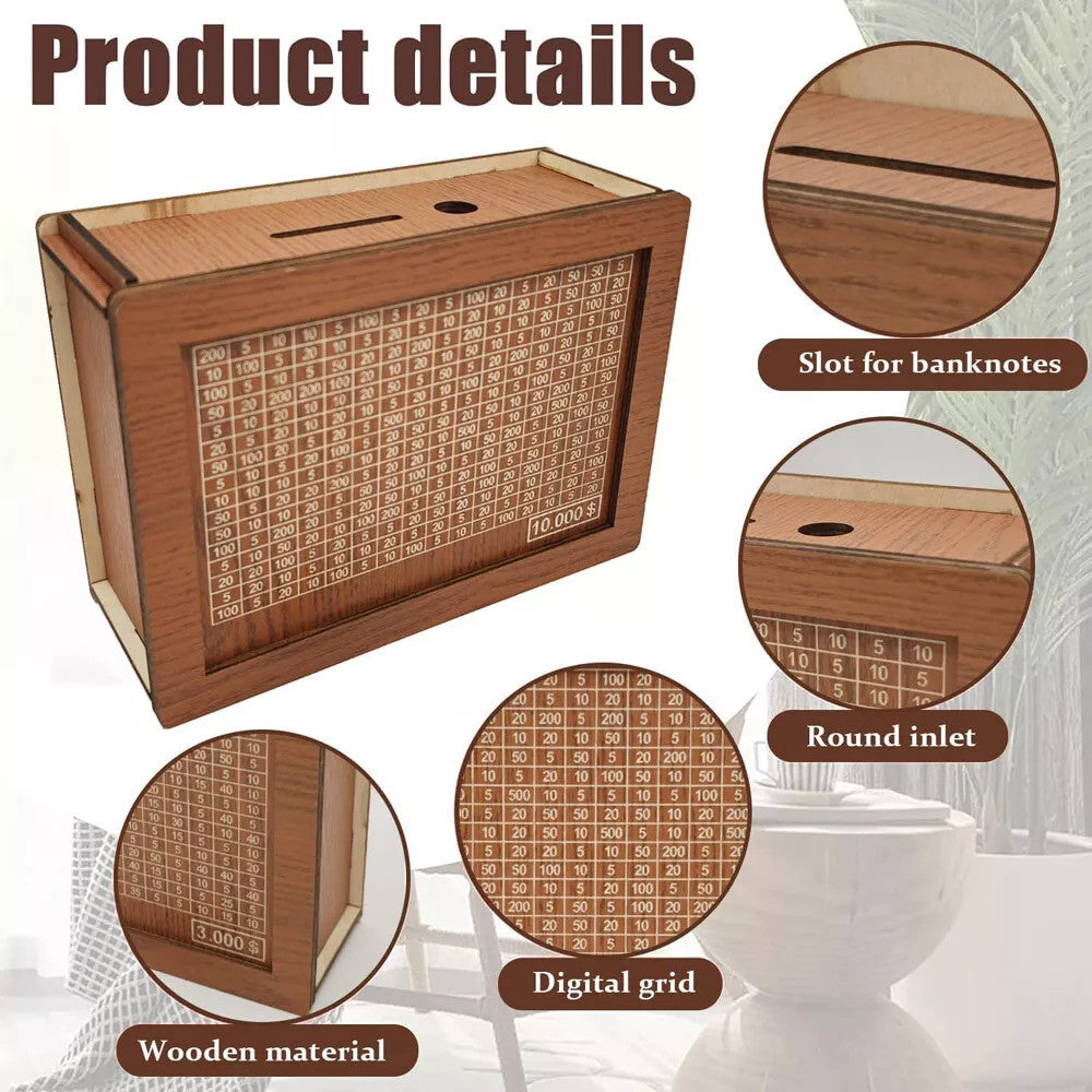 Cash Vault Wooden Savings Box Wooden Cash Saver Money Saving Box With Countdown