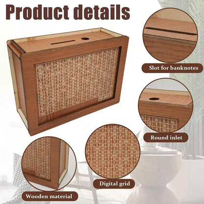 Cash Vault Wooden Savings Box Wooden Cash Saver Money Saving Box With Countdown