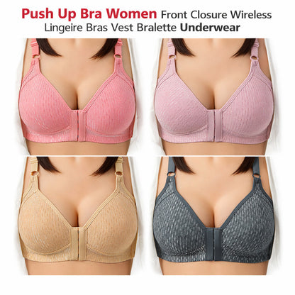 Push Up Bra Women Front Closure Wireless Lingerie Bras Vest Bralette Underwear