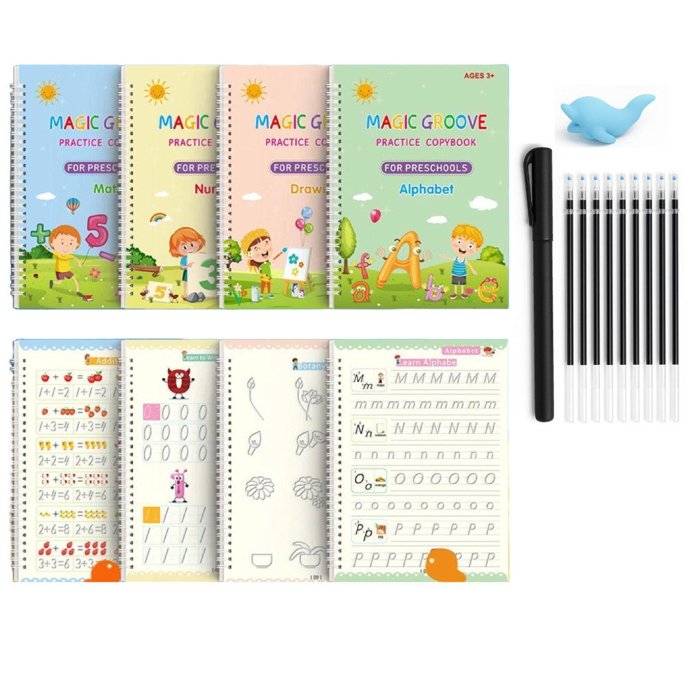 16Pcs Grooved Magic Practice Copybook Set Boys Girls Handwriting Book Practice